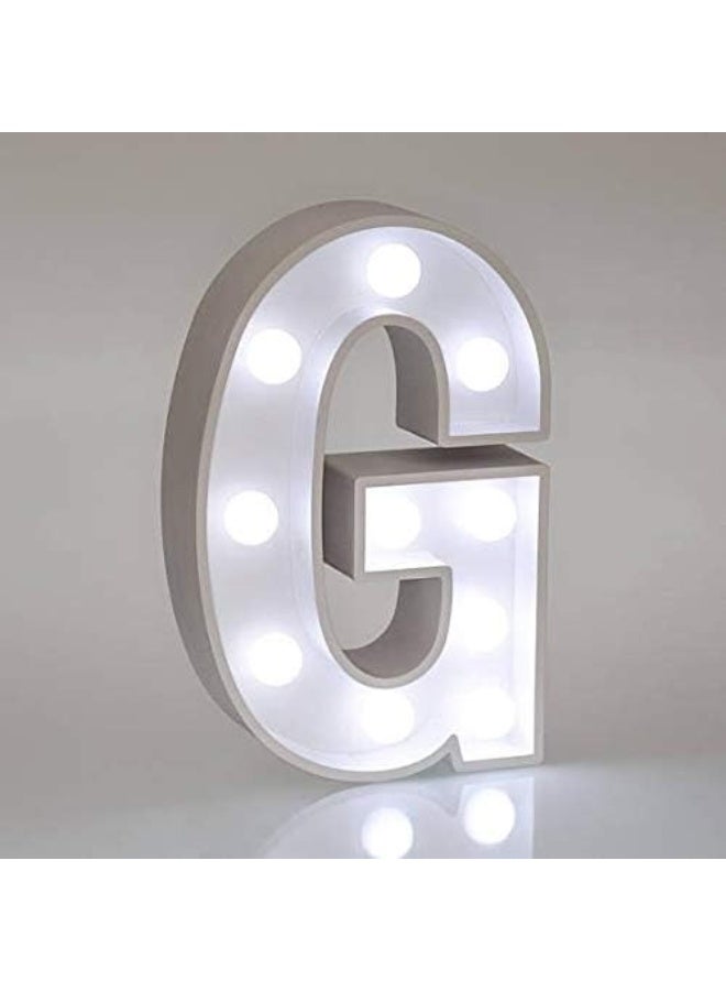 سلة لوحة مضيئة بحرف LED خشبي أبيض (G) - Image 2